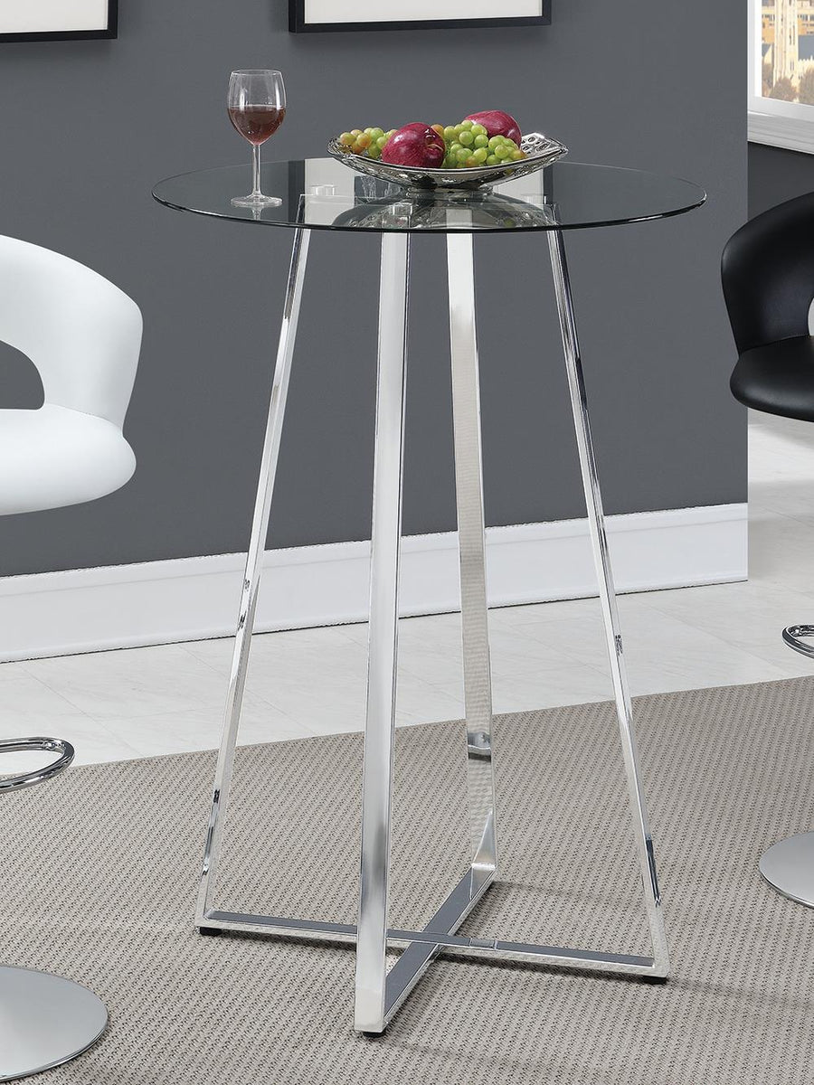 Contemporary Chrome and Glass Bar Table