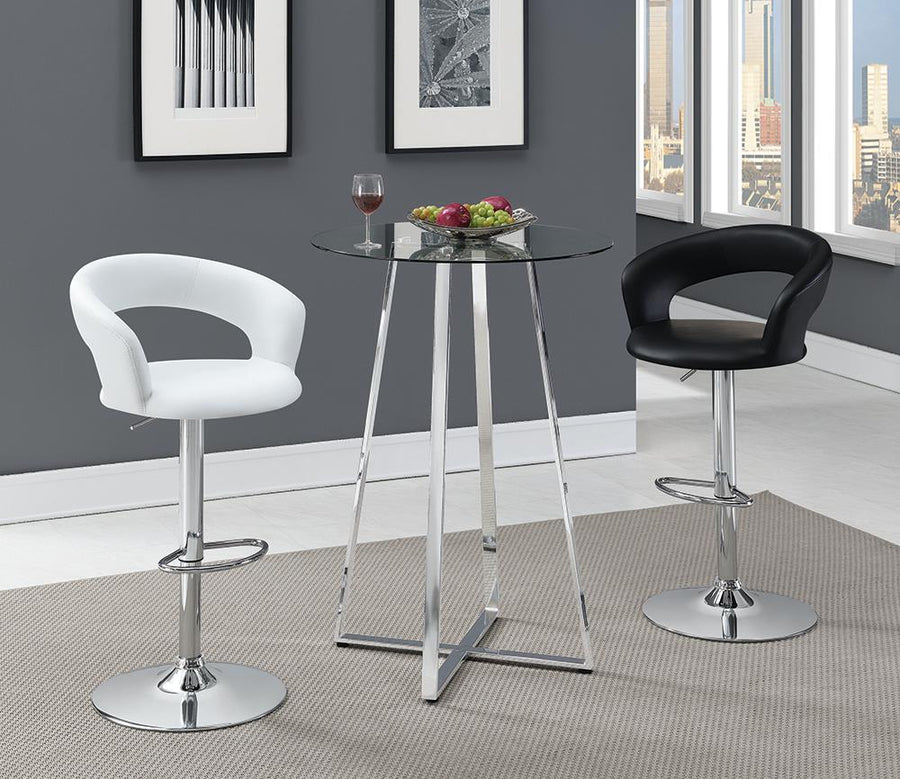 Contemporary Chrome and Glass Bar Table