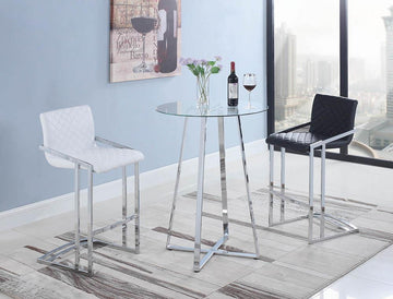 Contemporary Chrome and Glass Bar Table