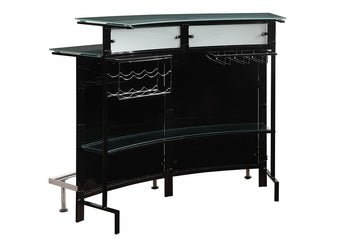 Two-Shelf Contemporary Chrome and Black Bar Unit