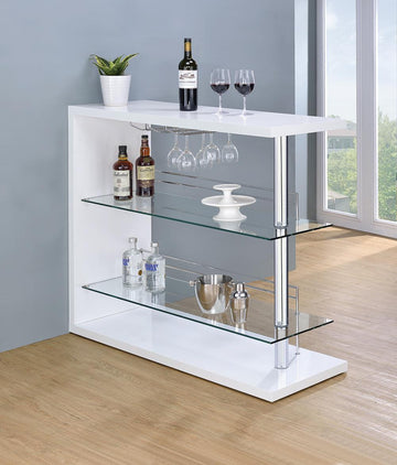 Two-Shelf Contemporary Bar Unit with Wine Holder