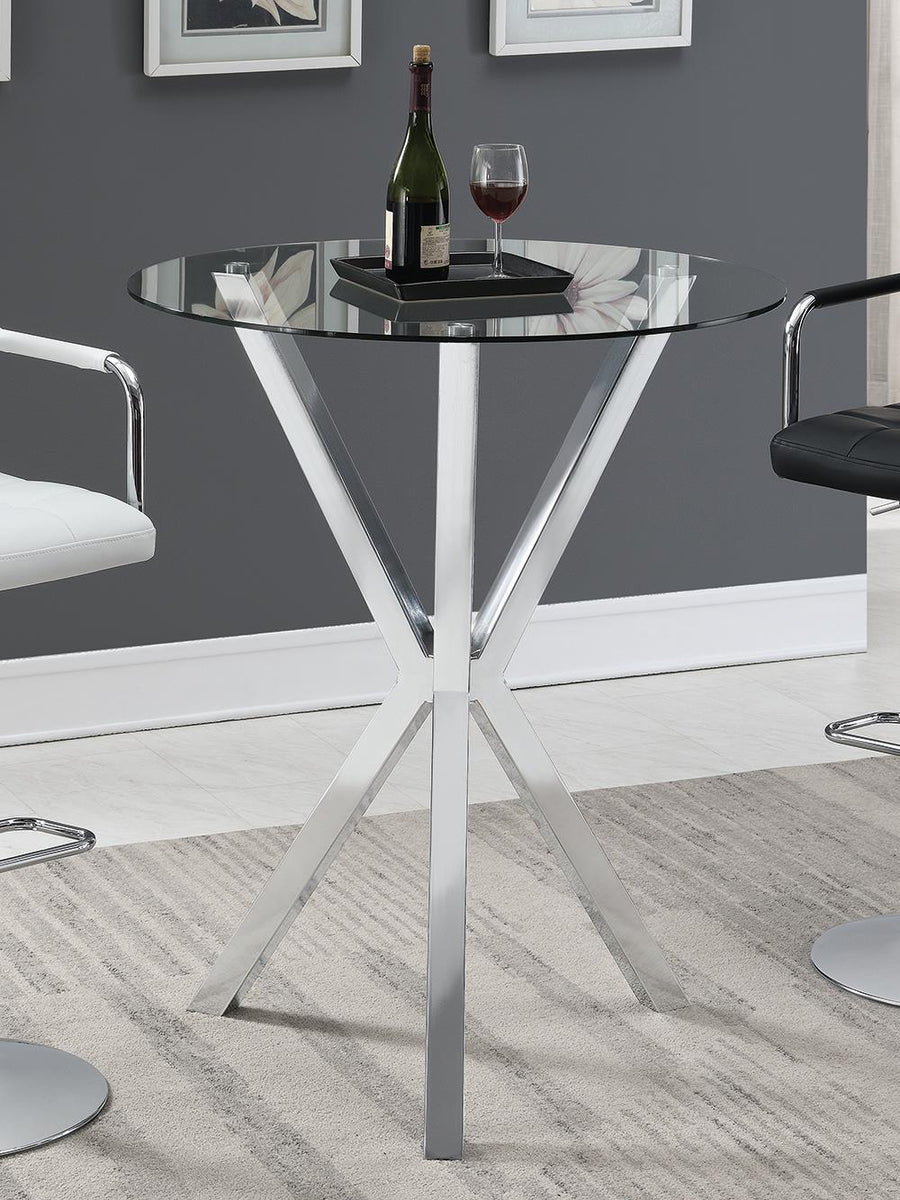 Contemporary Chrome Bar-Height Table