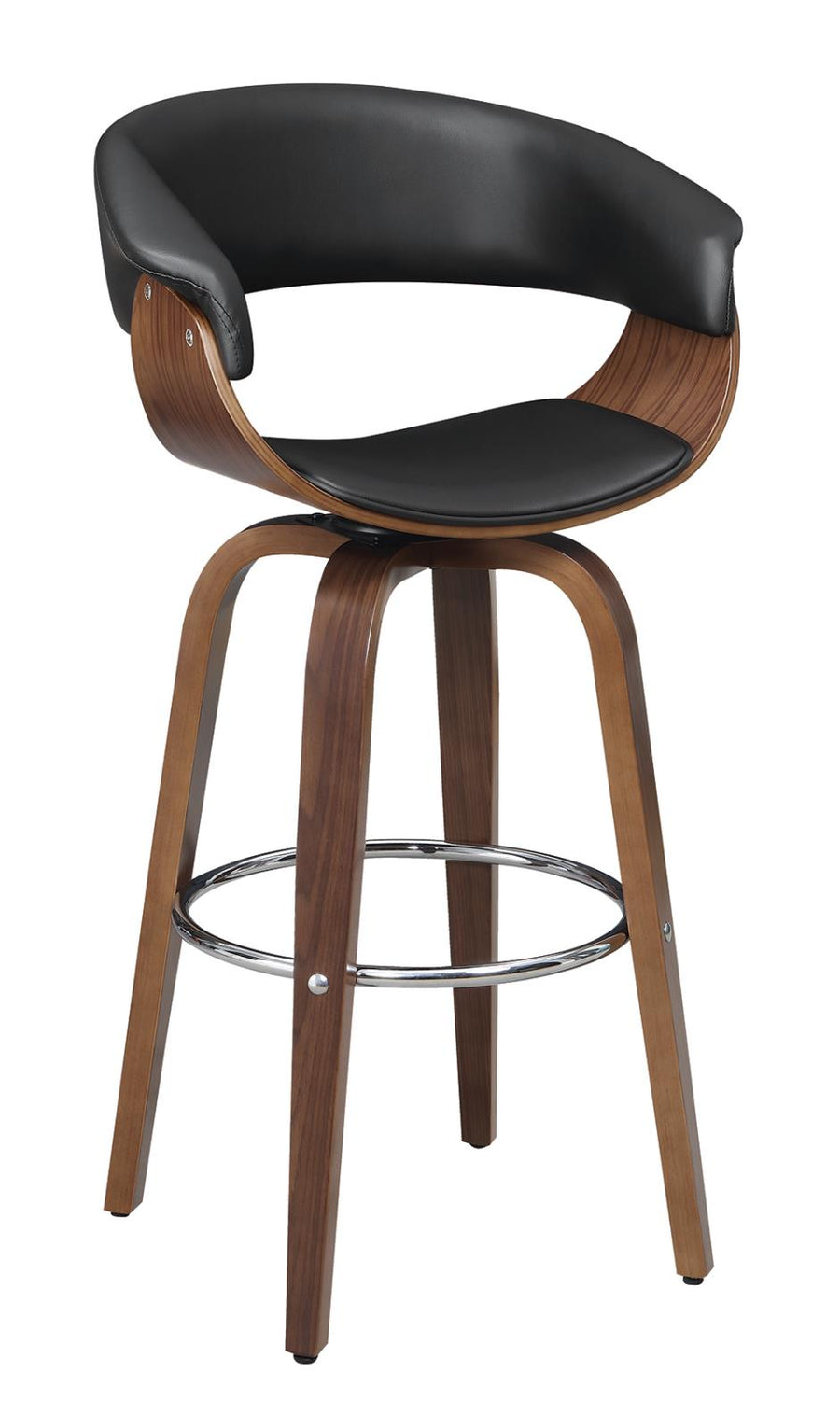 Contemporary Walnut and Black Bar Stool