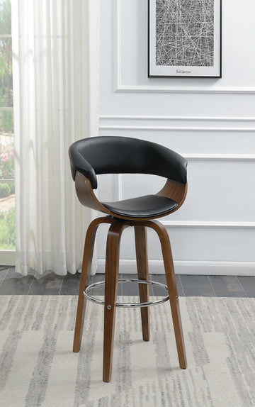 Contemporary Walnut and Black Bar Stool