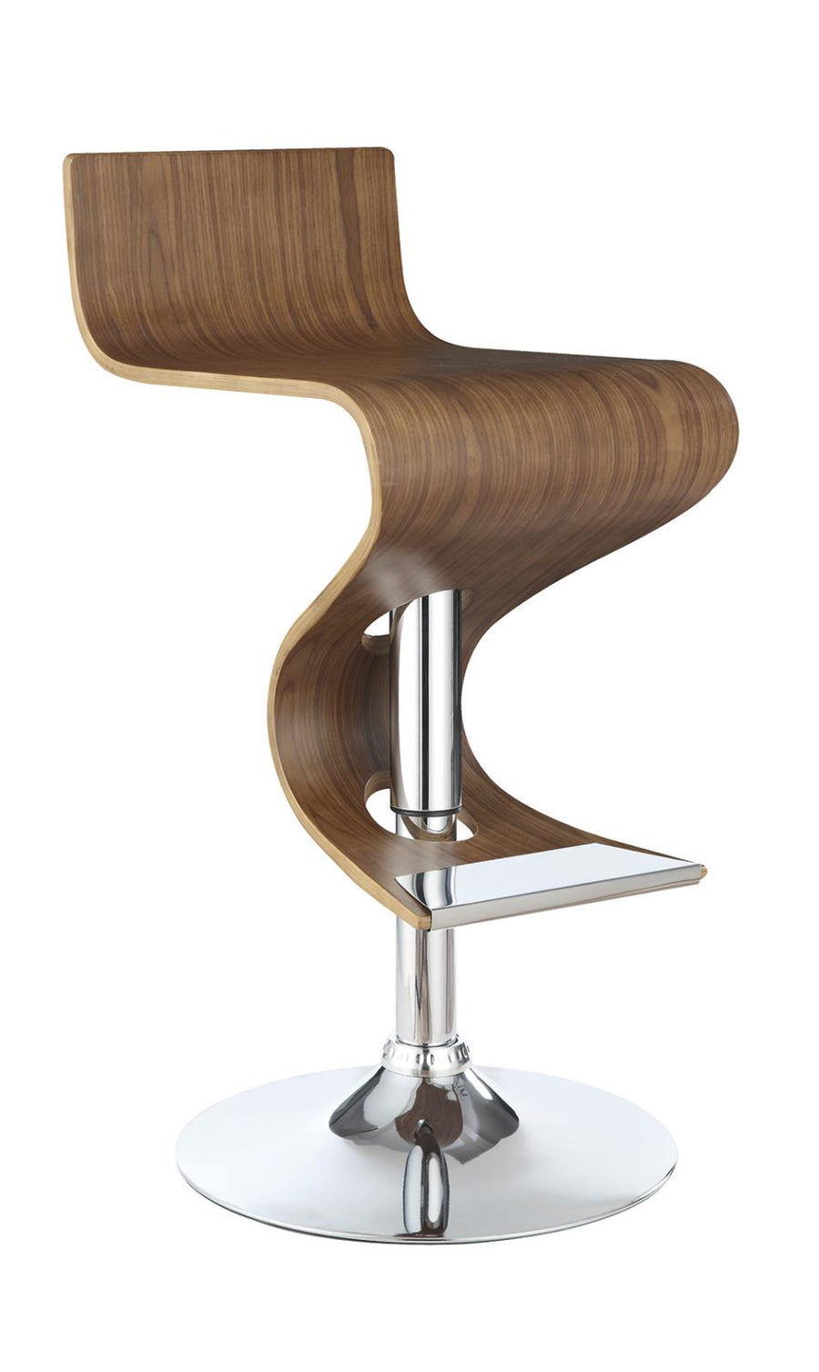 Contemporary Walnut Adjustable Bar Stool