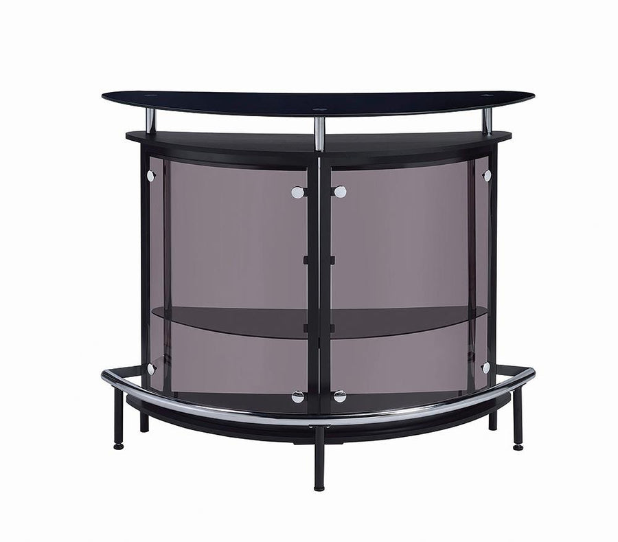 Contemporary Black Bar Unit with Tempered Glass