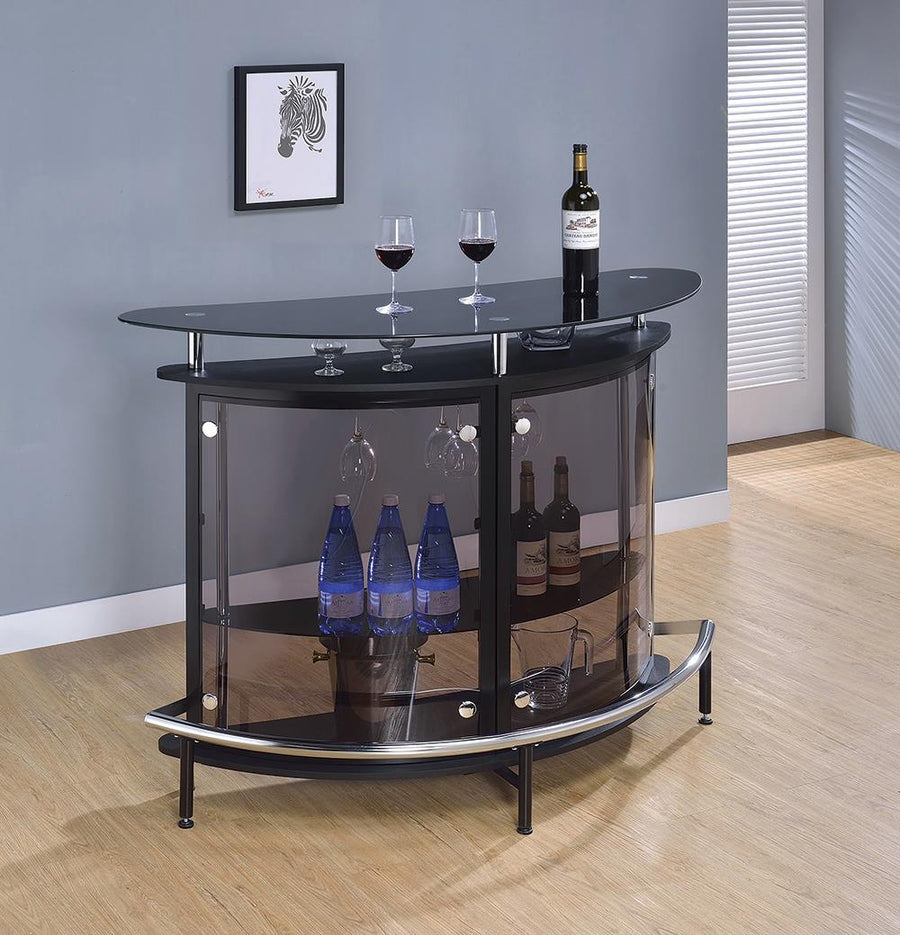 Contemporary Black Bar Unit with Tempered Glass