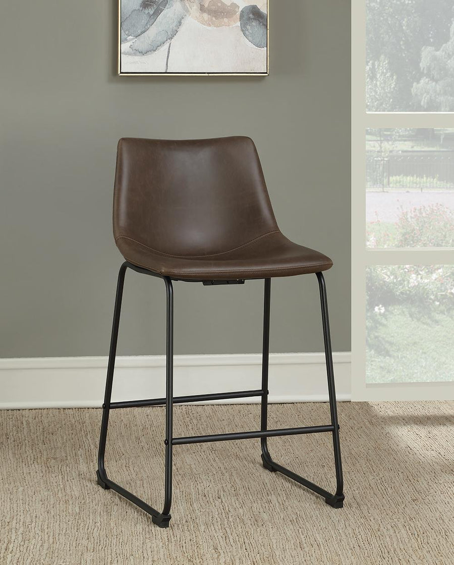 Industrial Brown Faux Leather Counter-Height  Stool