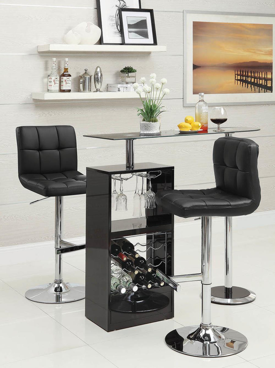 Contemporary Black and Chrome Adjustable Bar Stool