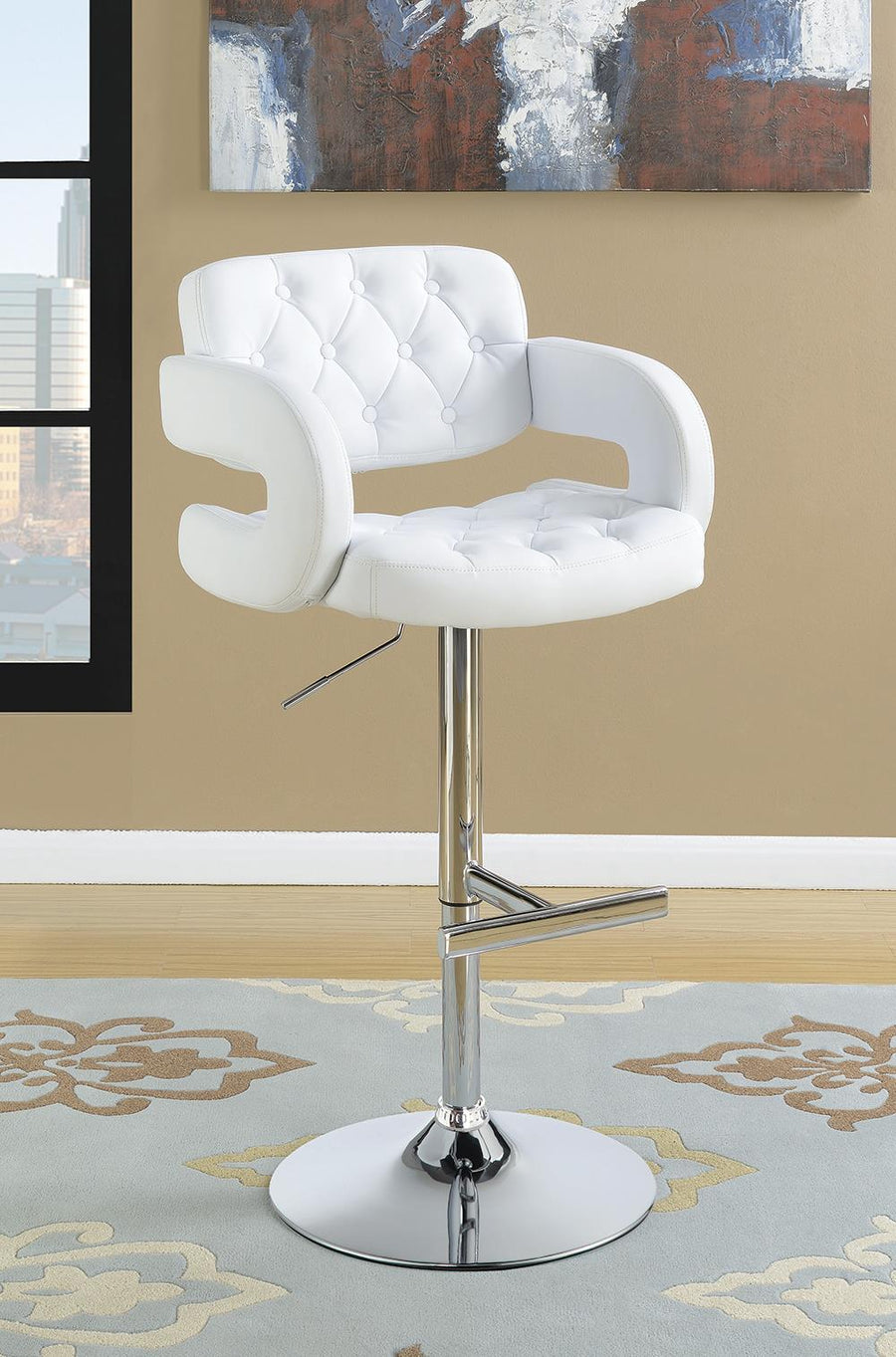 Contemporary White and Chrome Bar Stool