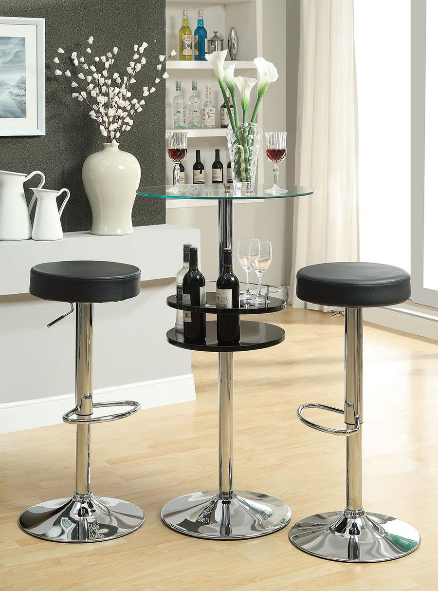 Black Faux Leather Adjustable Bar Stool