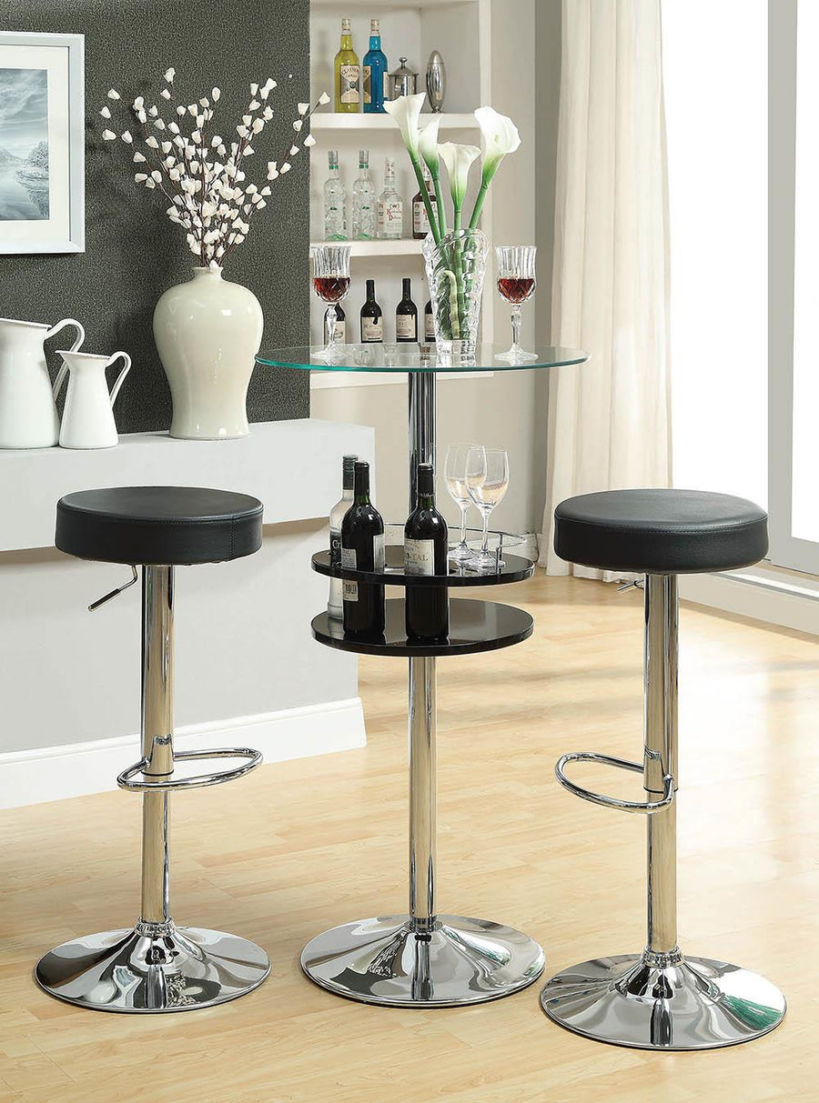 Black Faux Leather Adjustable Bar Stool