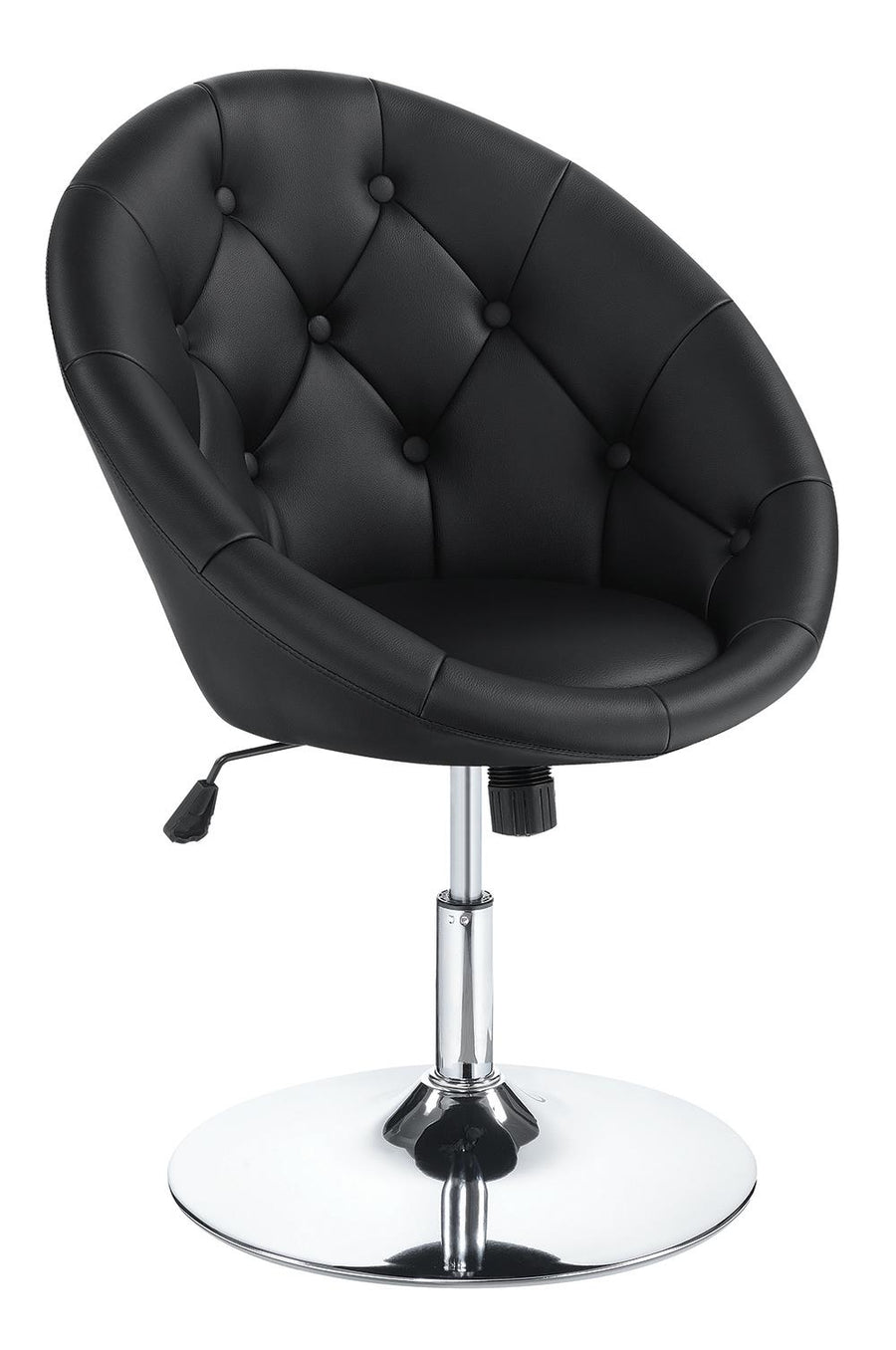 Contemporary Black Faux Leather Swivel Accent Chair