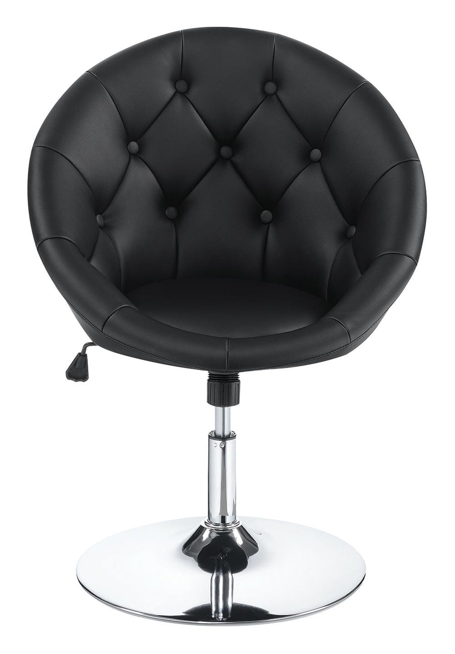 Contemporary Black Faux Leather Swivel Accent Chair