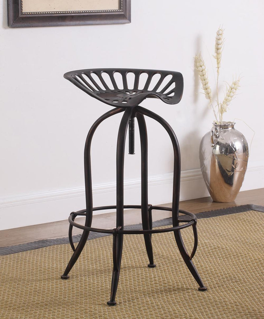 Traditional Antique Black Adjustable Bar Stool