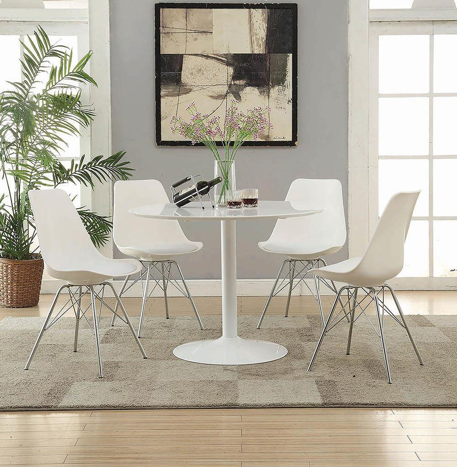 Lowry Mid-Century Modern White Round Dining Table