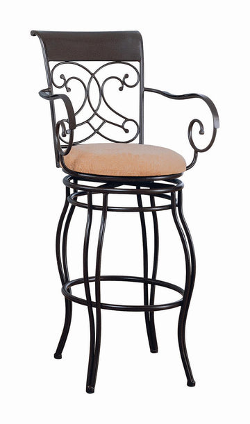 Transitional Dark Brown Metal Bar Stool