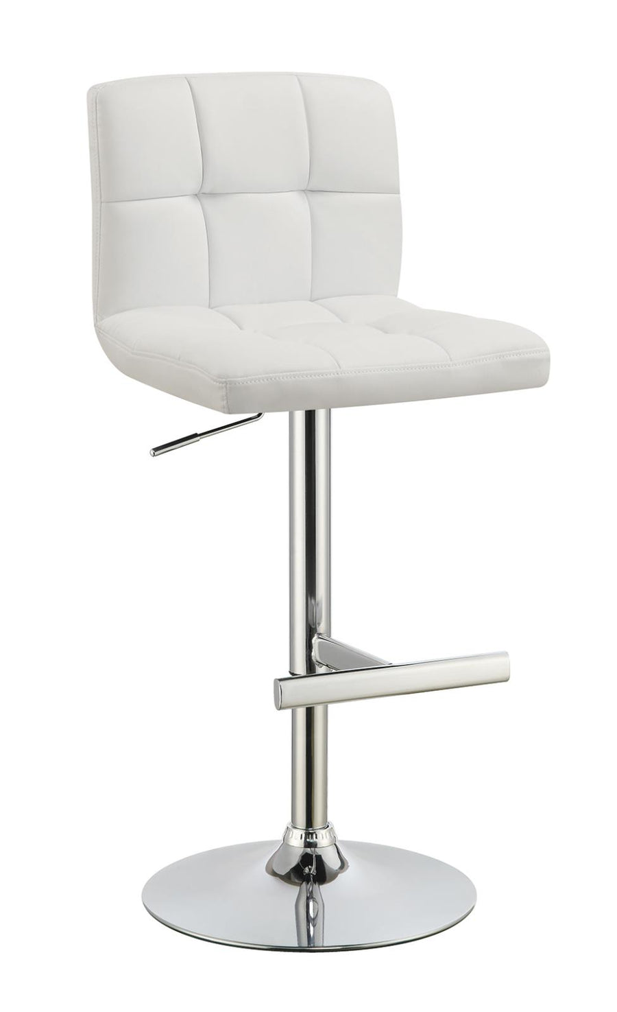 Contemporary White Adjustable Padded Back Bar Stool