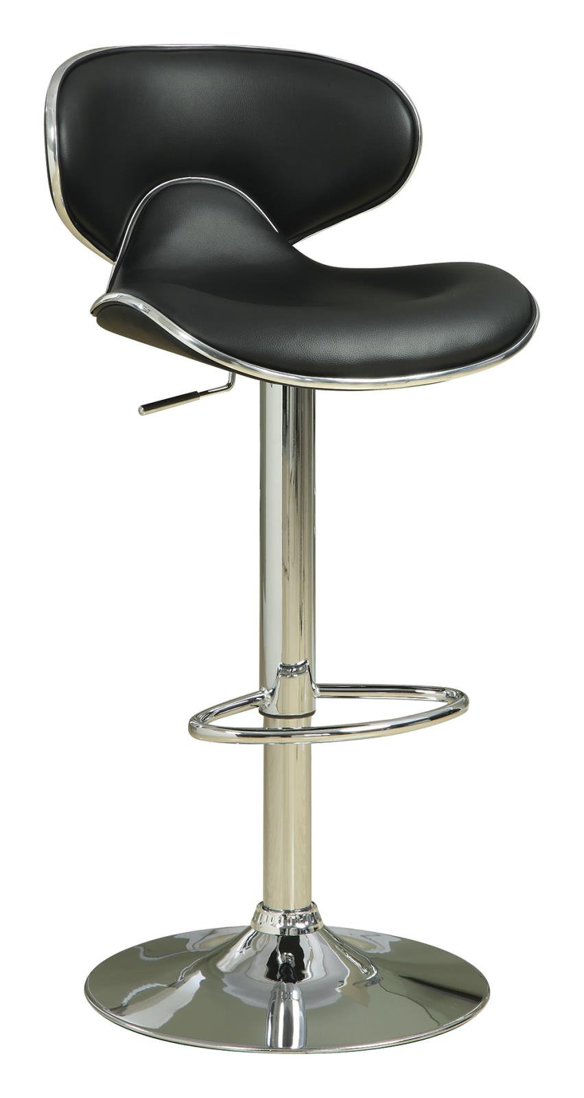 Contemporary Chrome and Black Adjustable Bar Stool