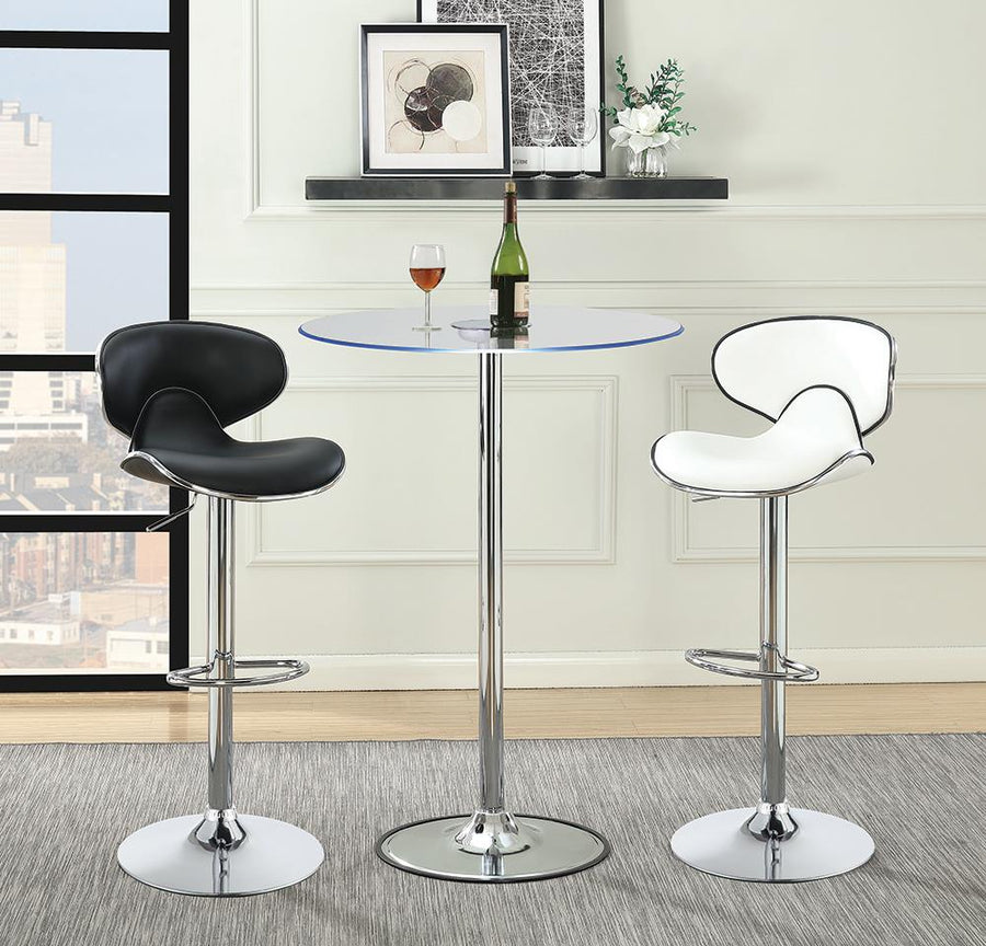 Contemporary Chrome and Black Adjustable Bar Stool