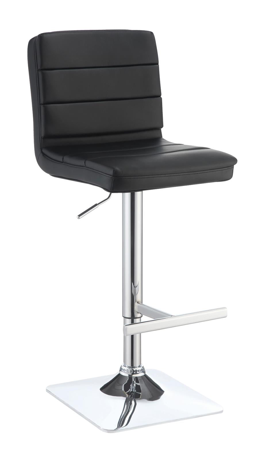 Contemporary Black Adjustable Padded Back Bar Stool