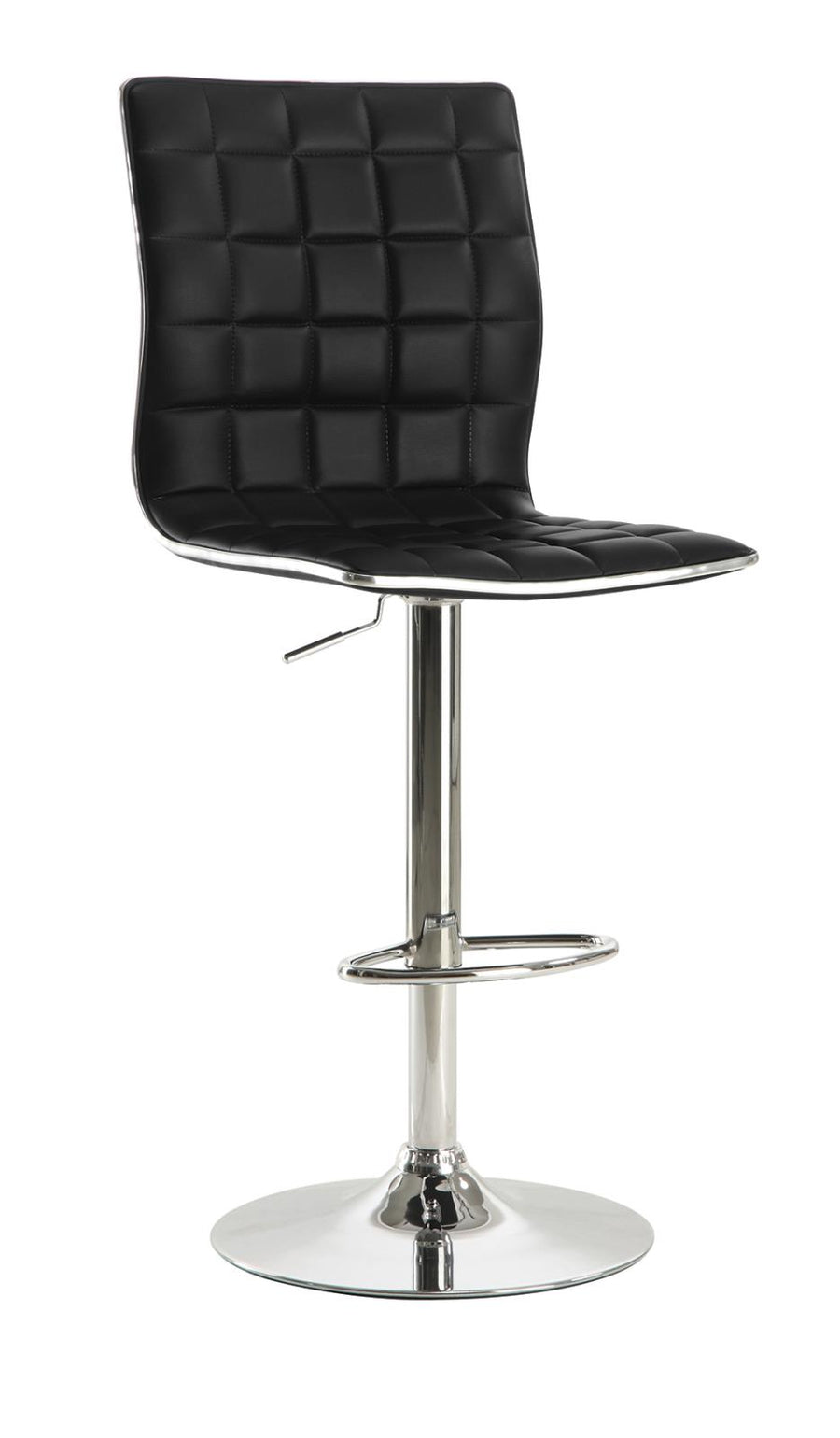 Waffle Adjustable Black and Chrome Bar Stool