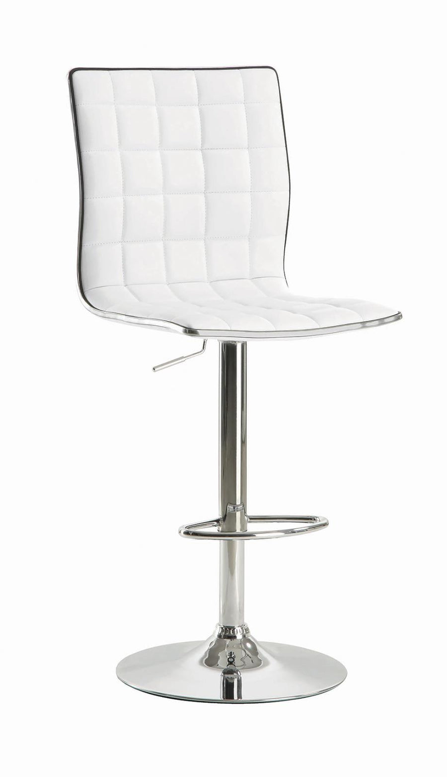 Waffle Adjustable White and Chrome Bar Stool