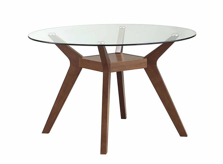 Paxton Mid-Century Modern Nutmeg Glass Dining Table