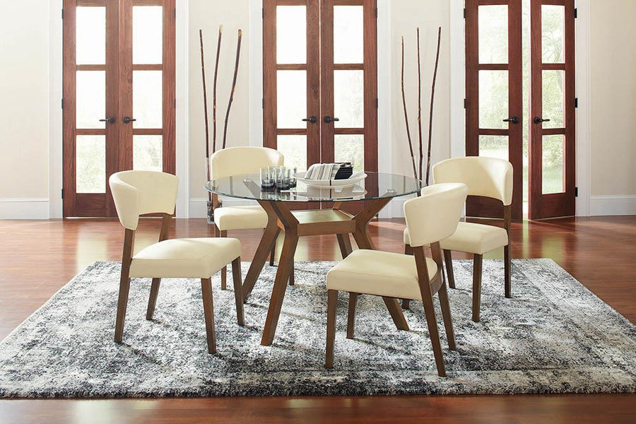 Paxton Mid-Century Modern Cream Leatherette Dining Chair