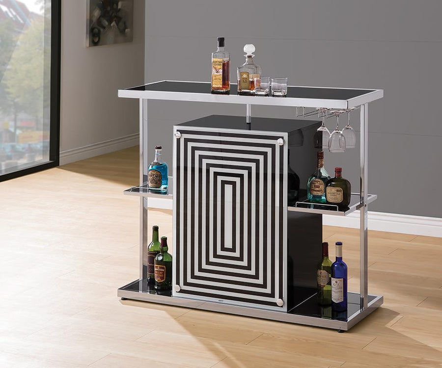 Contemporary Glossy Black Bar Unit