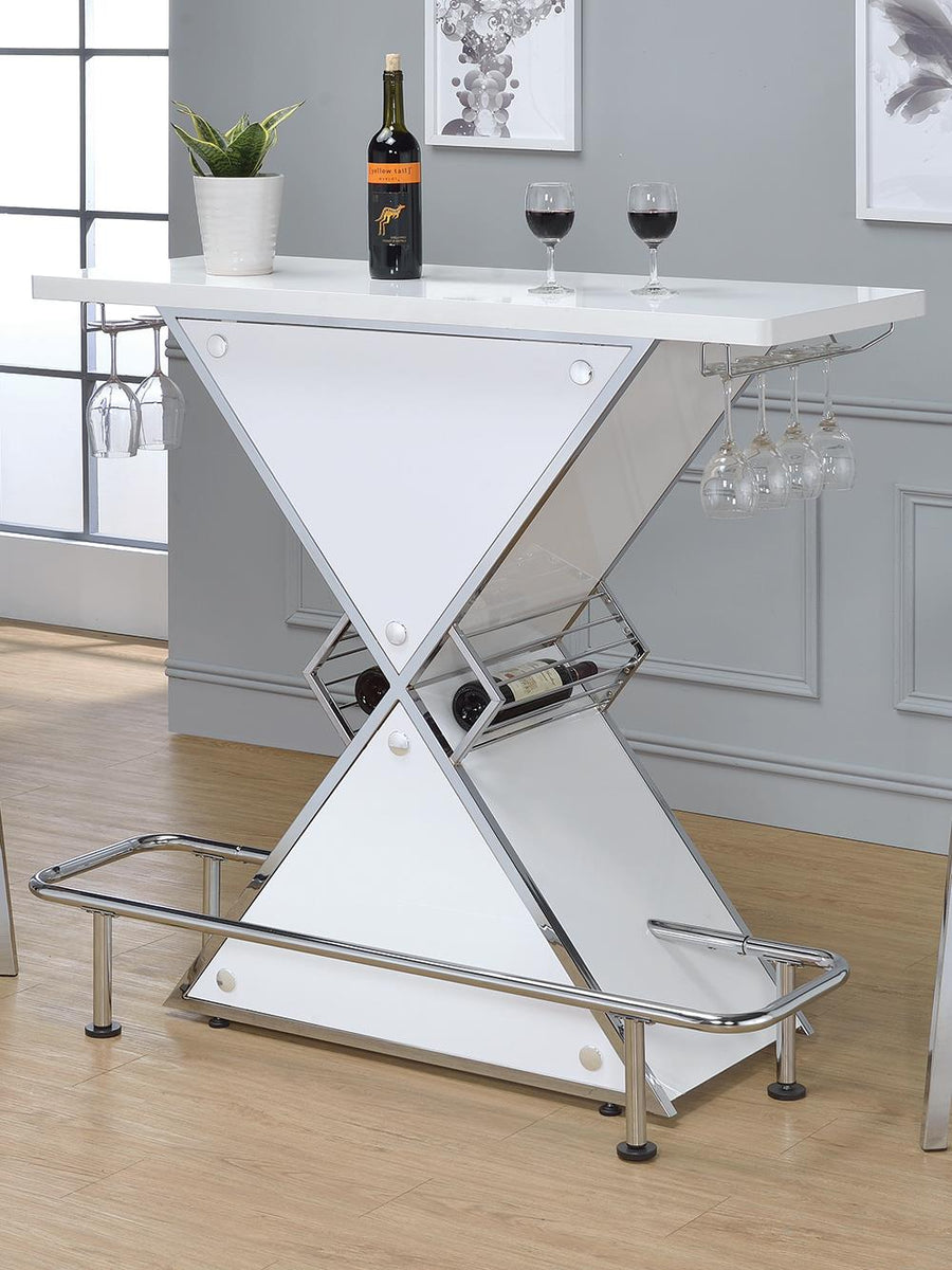 Contemporary White Stacked Triangle Bar Unit