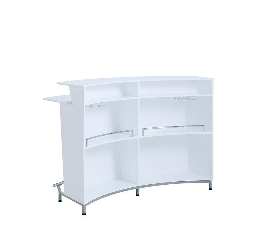 Contemporary White Bar Unit With Stemware Racks