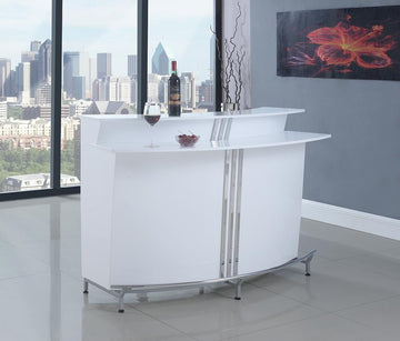 Contemporary White Bar Unit With Stemware Racks