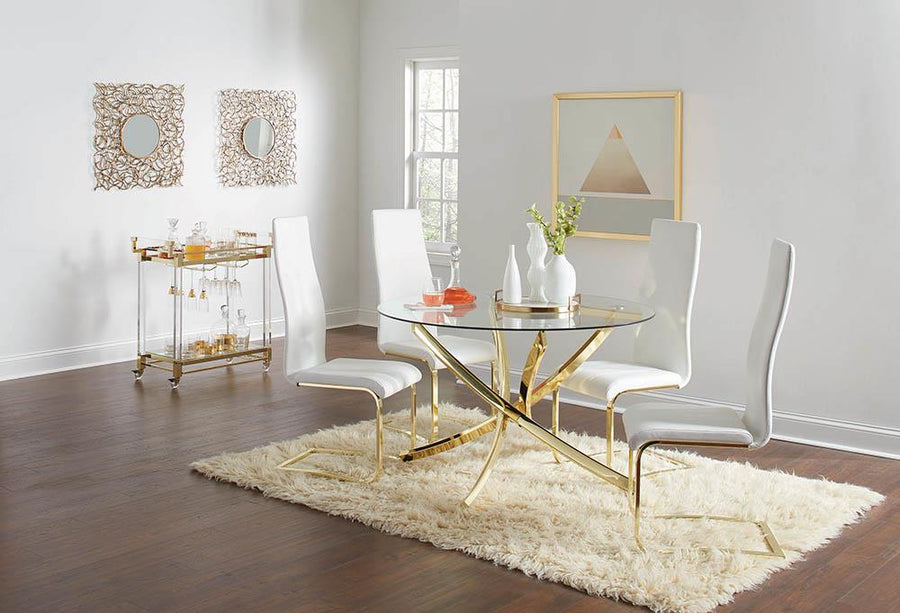 Chanel Modern White and Rustic Brass Side Chair