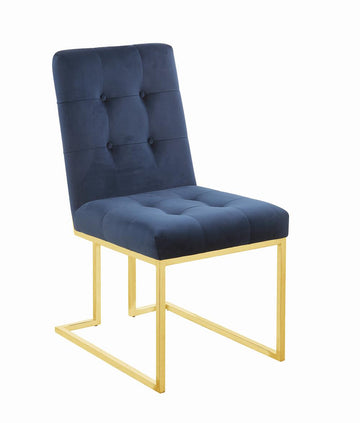 Modern Ink Blue and Gold Dining Chair