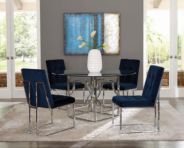 Modern Ink Blue and Chrome Dining Chair