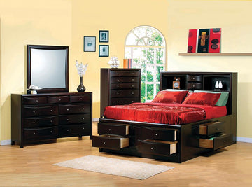 Phoenix Cappuccino California King Five-Piece Bedroom Set