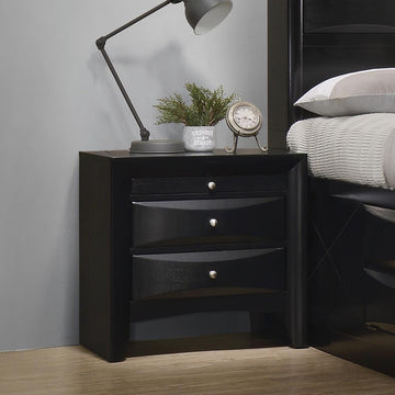 Briana Black Two-Drawer Nightstand With Tray