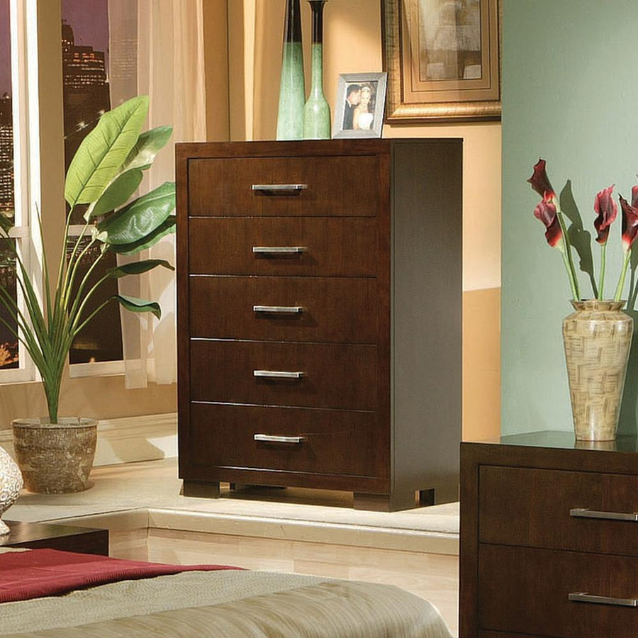 Jessica Cappuccino Five-Drawer Chest