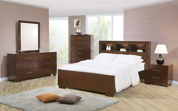 Jessica Dark Cappuccino King Five-Piece Bedroom Set With Storage Bed