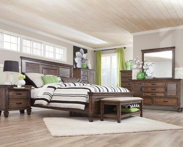 Franco Burnished Oak Eastern King Bed