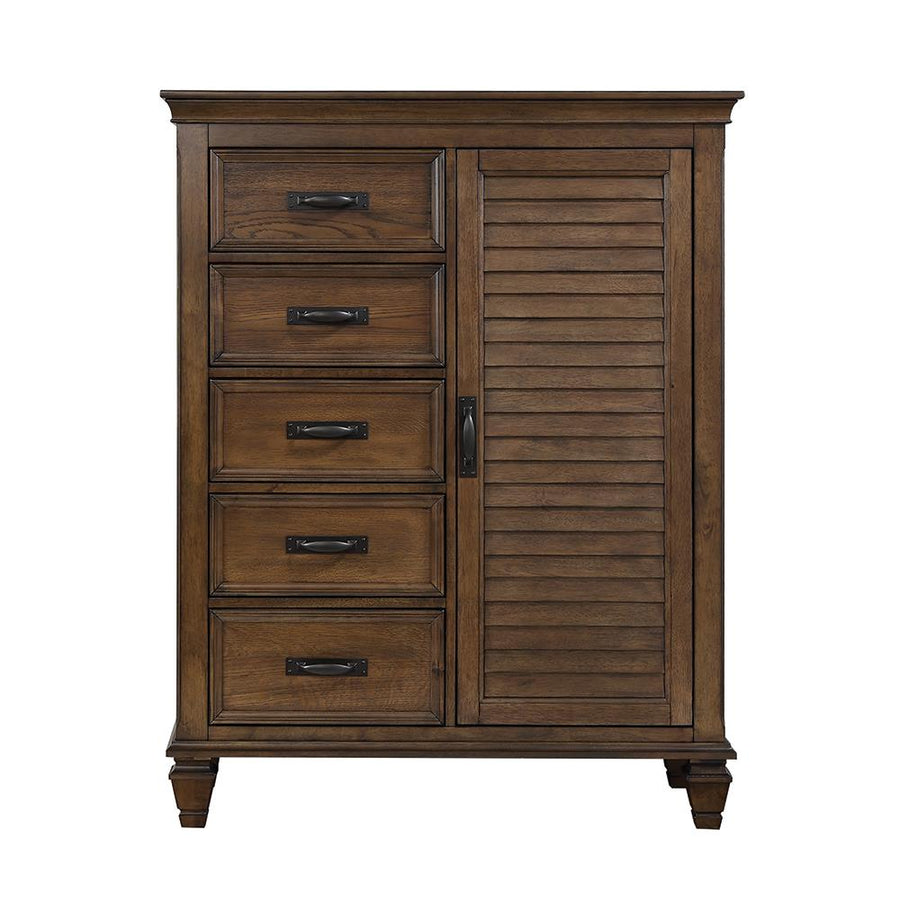 Franco Five-Drawer Chest With Louvered Panel Door