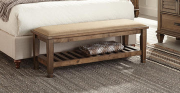 Franco Burnished Oak Upholstered Bench