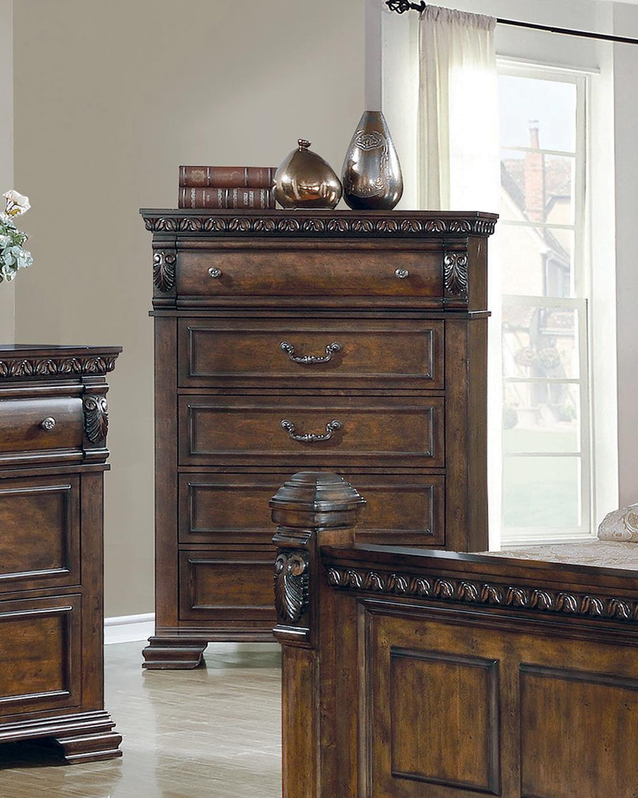 Satterfield Traditional Warm Bourbon Five-Drawer Chest