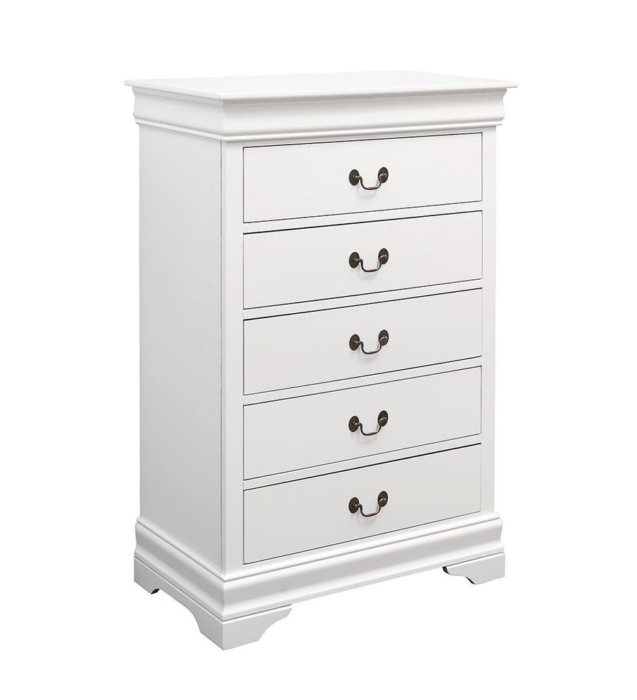 Louis Philippe White Five-Drawer Chest