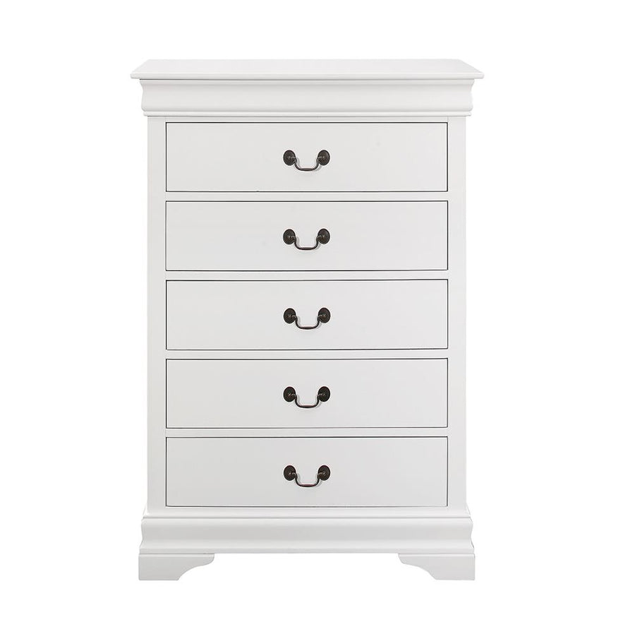 Louis Philippe White Five-Drawer Chest