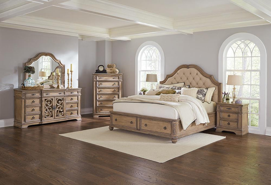 Ilana Traditional Antique Linen and Cream California King Storage Bed