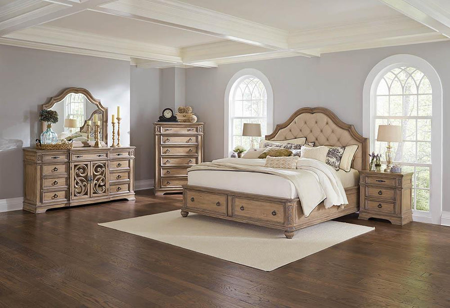 Ilana Traditional Antique Linen and Cream California King Storage Bed