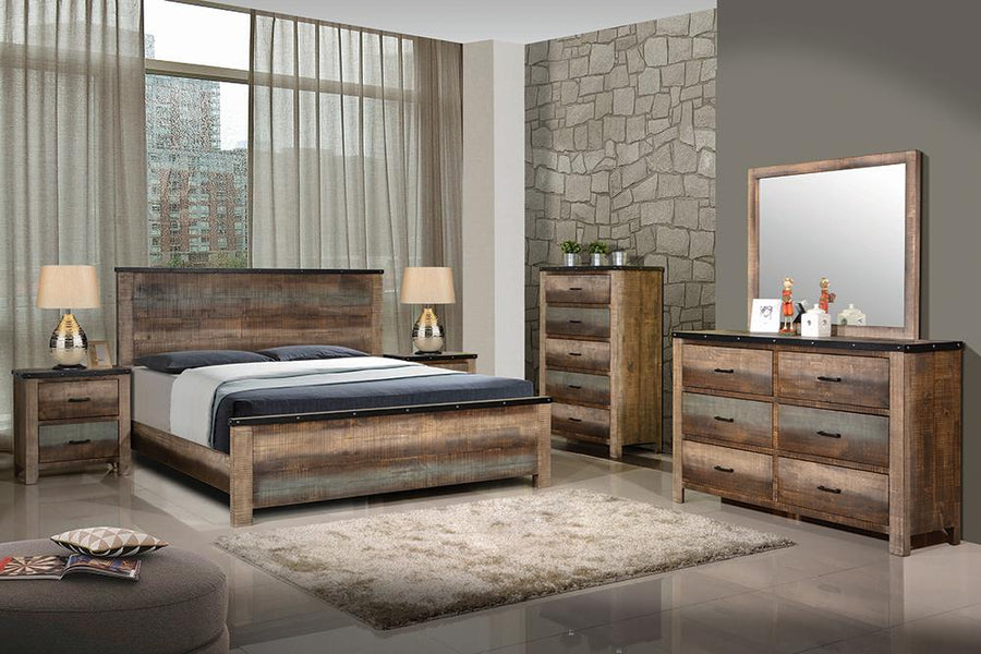 Sembene Bedroom Rustic Antique Multi-Color Eastern King Bed