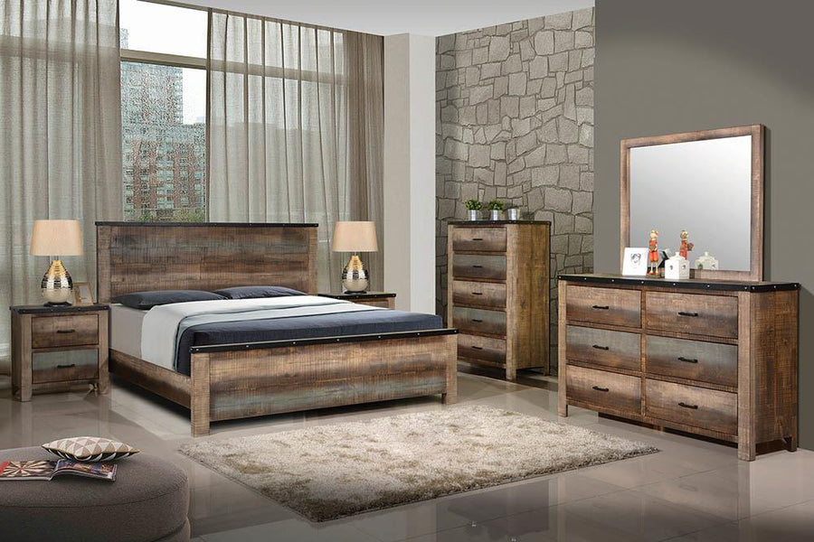 Sembene Bedroom Rustic Antique Multi-Color Queen Bed